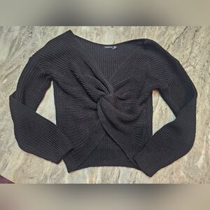 Boohoo Black Twist Front Chunky Knit Sweater Women’s Size 12 Acrylic Pullover